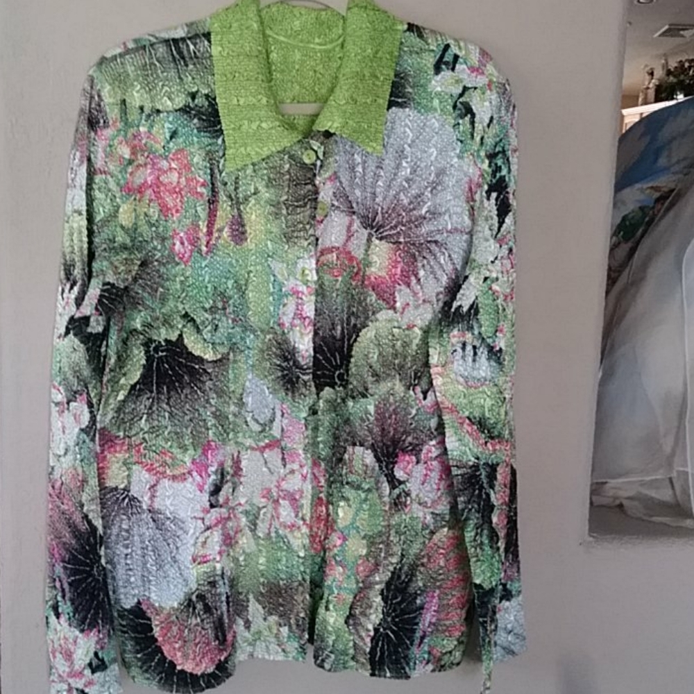 NWT Crush Reversible Floral Design Jacket Reversible Lime Green - Picture 6 of 8